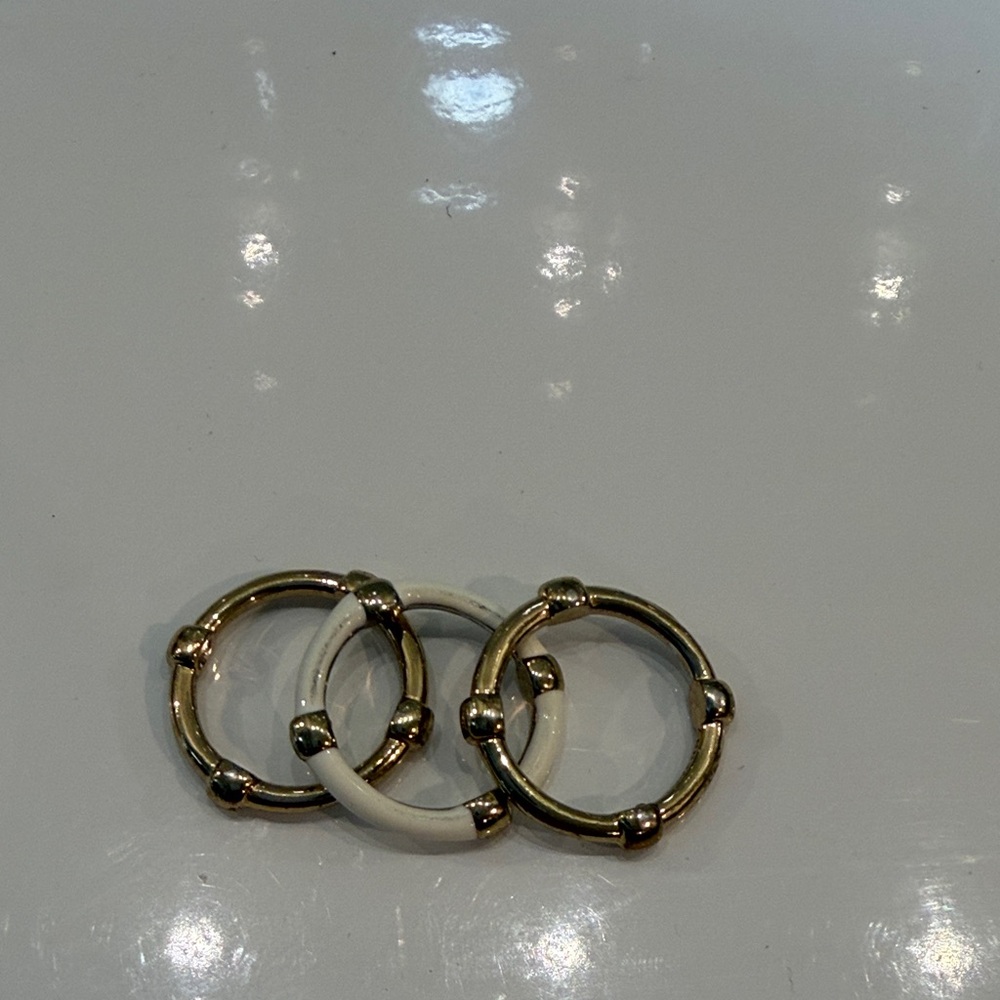 Ann Taylor triple Elegant stackable Gold and White Ring Set